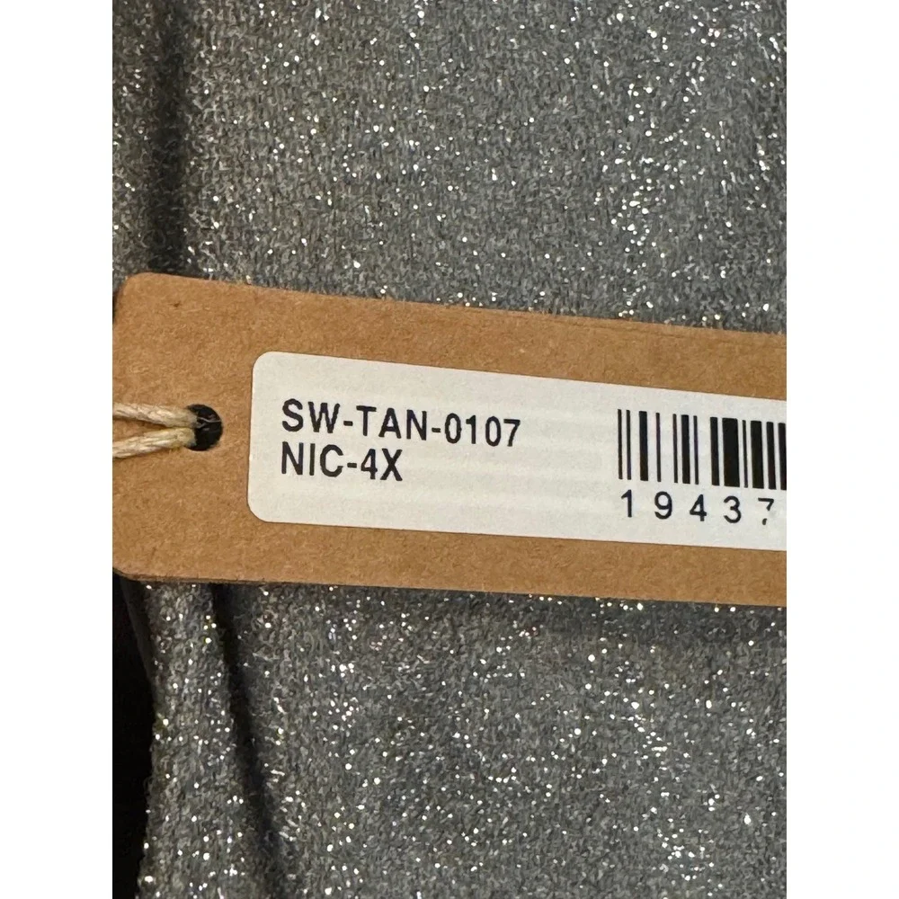 SKIMS Metallic Swim Tanga Bikini Bottom Nickel Silver Sparkle SW-TAN-0107 4X NEW